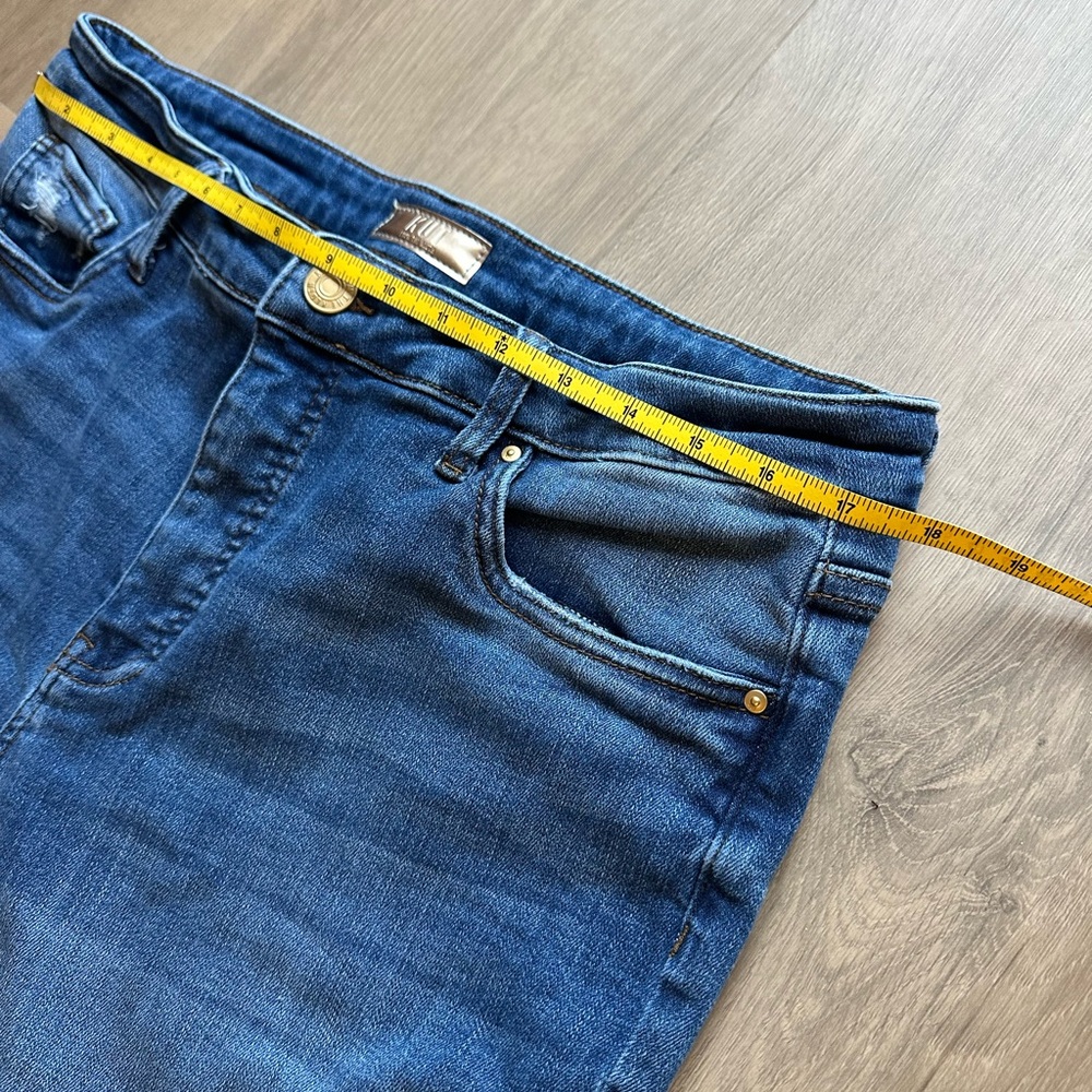 Kut from the Kloth High Rise Kelsey Ankle Flare Dark Blue Jeans - Size 14 - Picture 6 of 7